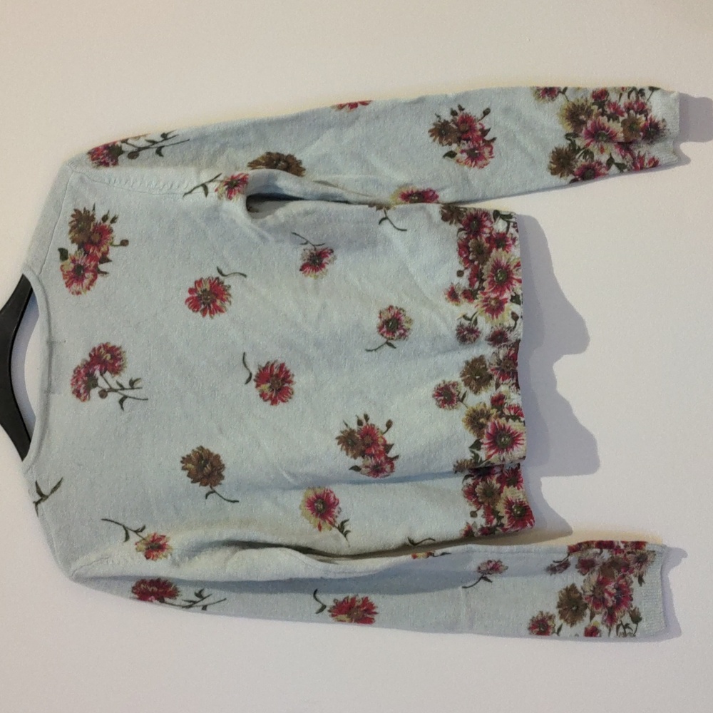 Monsoon Lambswool Angora Floral Crop Sweater Knit Cardigan Size 6 - Picture 5 of 6